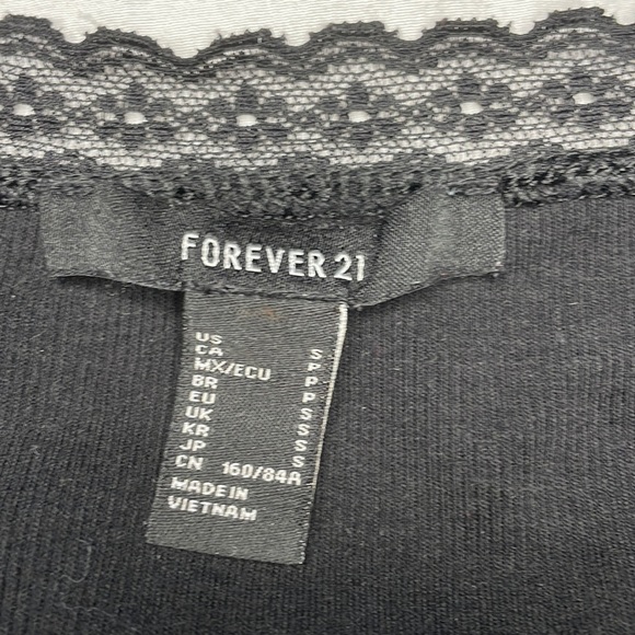 Forever 21 Black Long Sleeve Top w/ Lace Neckline - Picture 3 of 3